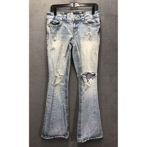 Aeropostale Hailey Skinny Flare Denim Jeans 5/6 Reg Factory Destroyed Blown Out